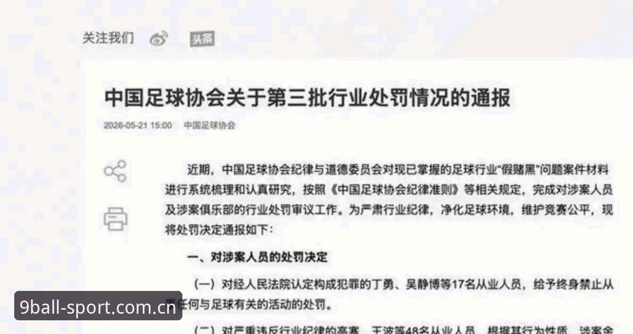 中国足协第三批禁足名单详解：17人终身禁赛，48人受处罚